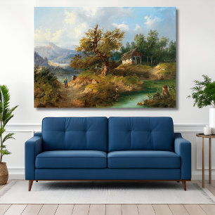 Dominik Schufried A Mountainous Landscape with... Canvas Print