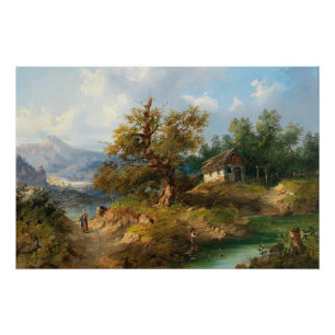 Dominik Schufried A Mountainous Landscape with... Poster