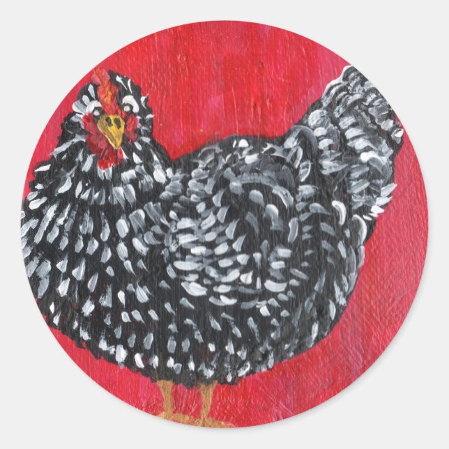 Dominique Chicken Classic Round Sticker (Front)