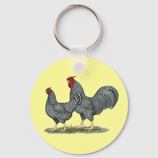 Dominique Chickens Key Ring (Front)