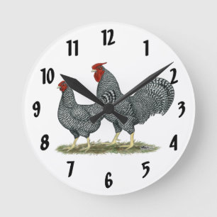 Dominique Chickens Round Clock