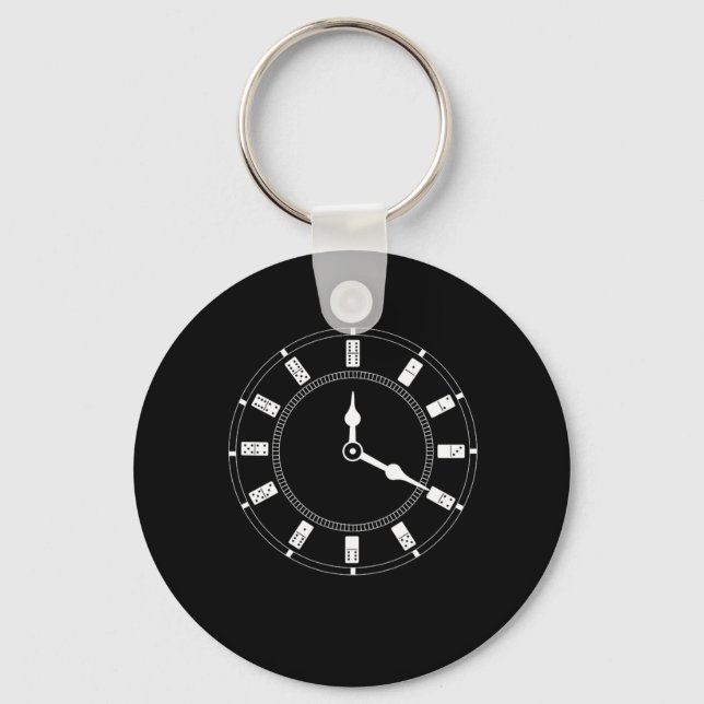 Domino Clock Dominoes Tiles Puzzler Game Gift Key Ring (Front)