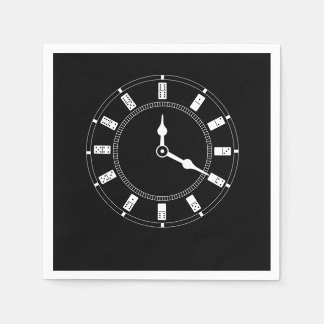 Domino Clock Dominoes Tiles Puzzler Game Gift Napkin (Front)