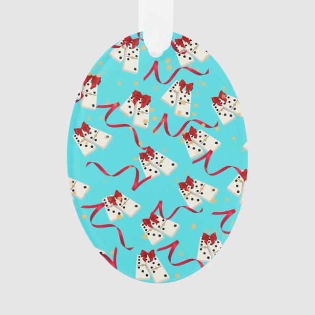 Domino Design Ornament - Aqua (Front)