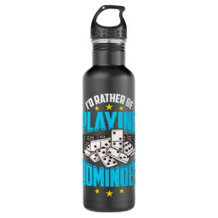 Domino Game Player Quote Funny Dominoes Pieces Gif 710 Ml Water Bottle