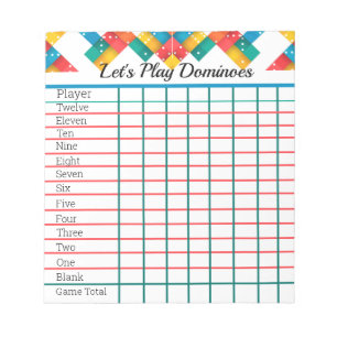 Domino Game Score Pad, Up to Eight Players Notepad