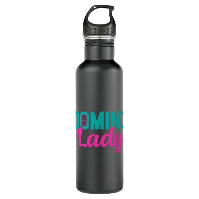 Domino Lady Dominoes Master Game Players 710 Ml Water Bottle (Front)