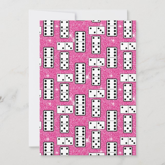 Domino Pieces Dominoes Board Game Pink Glitter Invitation (Front)