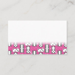 Domino Pieces Dominoes Board Game Pink Glitter Loyalty Card