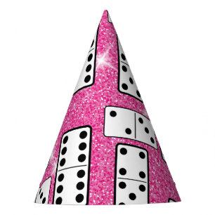Domino Pieces Dominoes Board Game Pink Glitter Party Hat