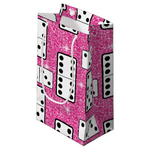 Domino Pieces Dominoes Board Game Pink Glitter Small Gift Bag