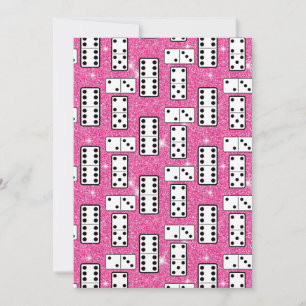 Domino Pieces Dominoes Board Game Pink Glitter Thank You Card