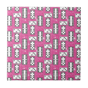 Domino Pieces Dominoes Board Game Pink Glitter Tile
