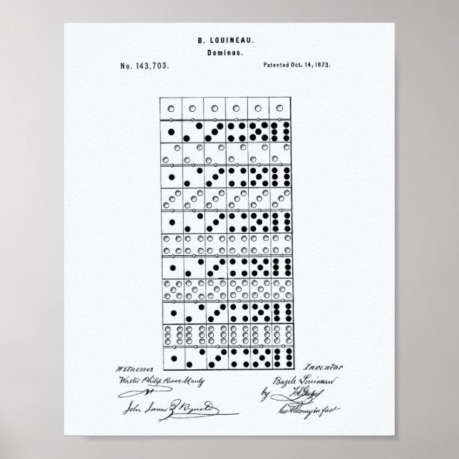 Dominos 1873 Patent Art White Paper Poster (Front)