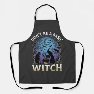 Don Be Basic Witch Halloween Cauldron Black Cats Apron