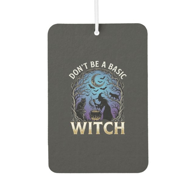 Don Be Basic Witch Halloween Cauldron Black Cats Car Air Freshener (Front)