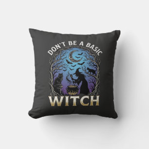 Don Be Basic Witch Halloween Cauldron Black Cats Cushion