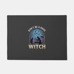 Don Be Basic Witch Halloween Cauldron Black Cats Doormat