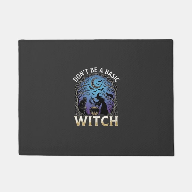 Don Be Basic Witch Halloween Cauldron Black Cats Doormat (Front)