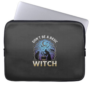 Don Be Basic Witch Halloween Cauldron Black Cats Laptop Sleeve