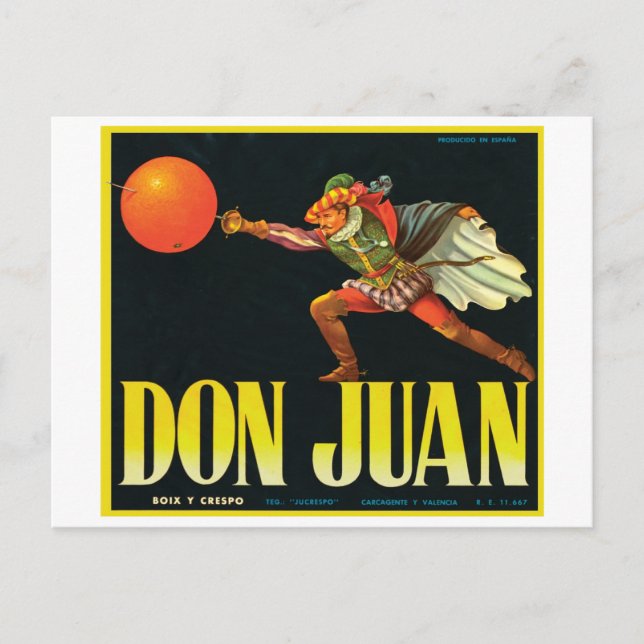 Don Juan Vintage Crate Label Postcard (Front)
