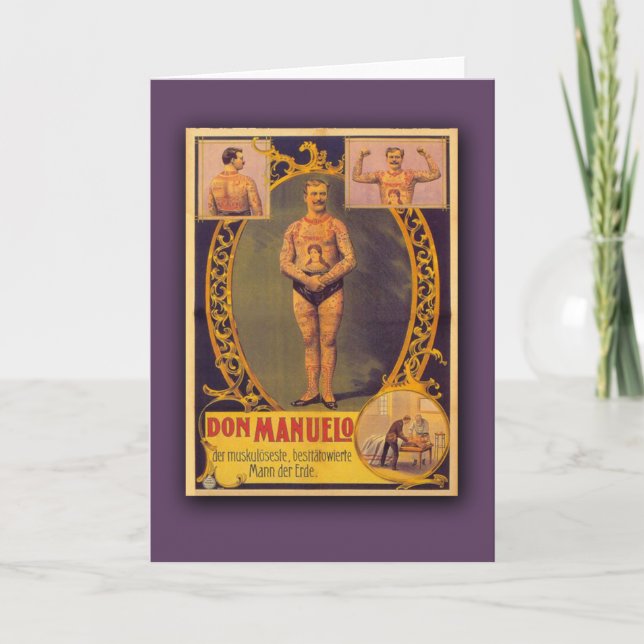 Don Manuelo, Tattooed Man on Cards, Postcards (Front)