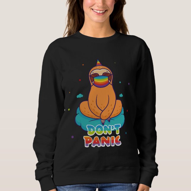 Don Panic Sloth With Mask Rainbow On The Cloud Sweatshirt (Front)