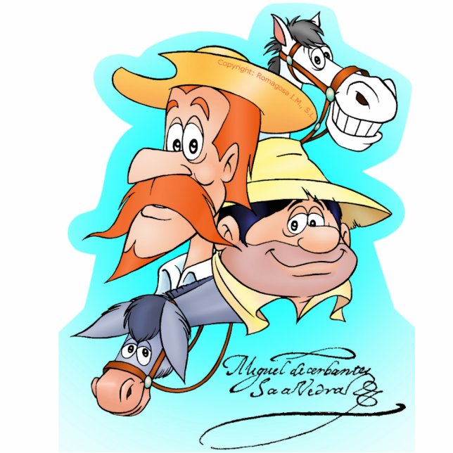 DON QUIJOTE, SANCHO,ROCINANTE y RUCIO by Cervantes Photo Sculpture Magnet (Front)