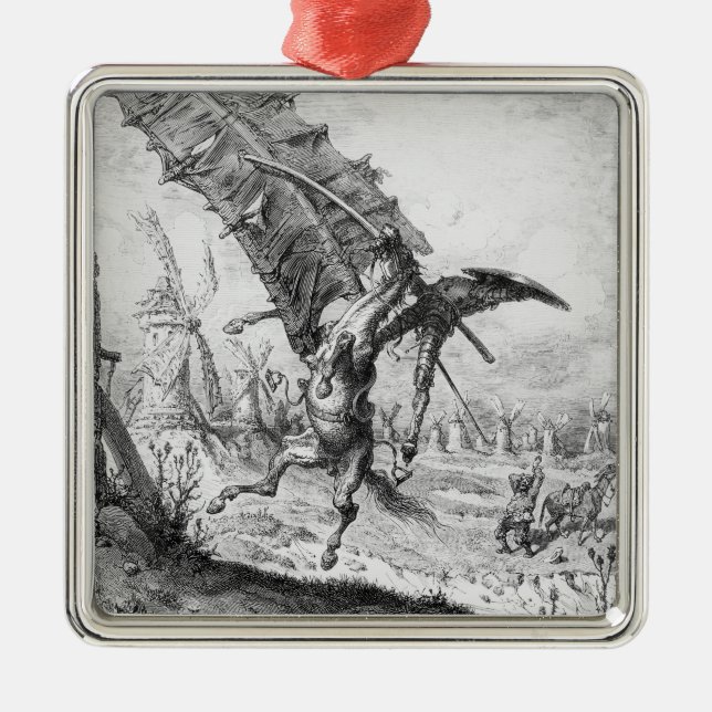 Don Quixote and the Windmills Metal Tree Decoration (Front)
