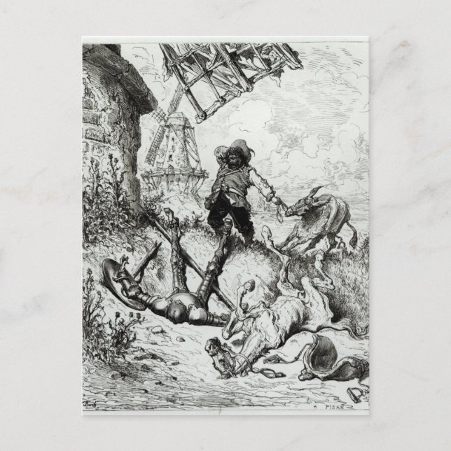 Don Quixote and the Windmills Postcard (Front)