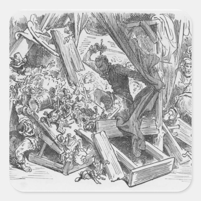 Don Quixote fighting the puppets Square Sticker (Front)