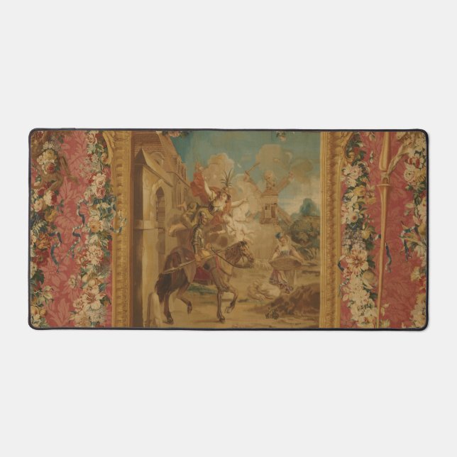 Don Quixote Guided by Folly, 18th century tapestry Desk Mat (Front)