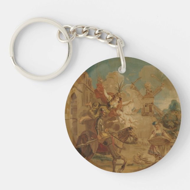Don Quixote Guided by Folly, 18th century tapestry Key Ring (Front)