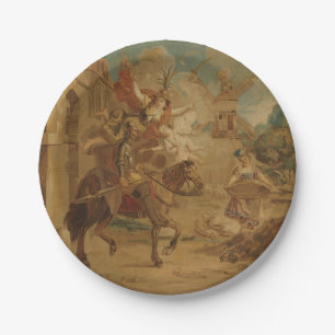 Don Quixote Guided by Folly, 18th century tapestry Paper Plate