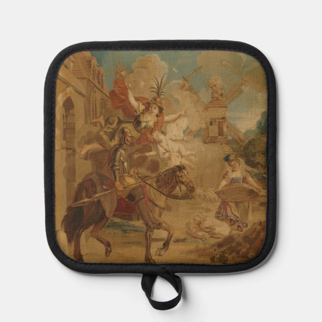 Don Quixote Guided by Folly, 18th century tapestry Pot Holder (Front)