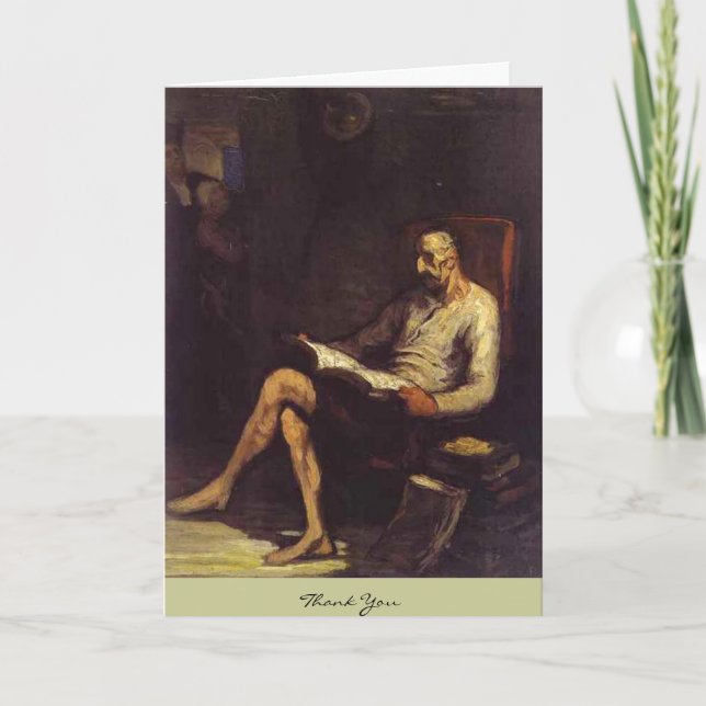 Don Quixote Reading Thank You Card (Front)
