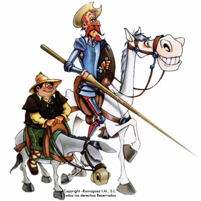 DON QUIXOTE & ROCINANTE, SANCHO & RUCIO PHOTO SCULPTURE MAGNET (Front)