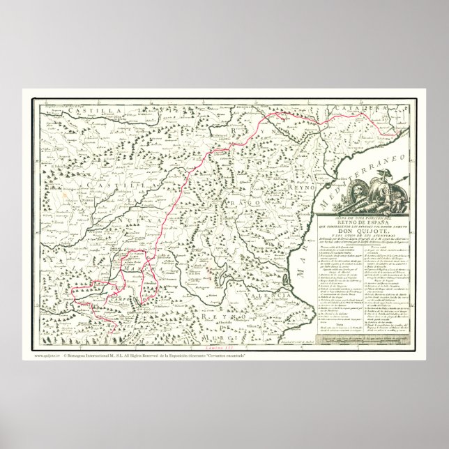 Don Quixote Route Map-Mapa de la Ruta del Quijote Poster (Front)