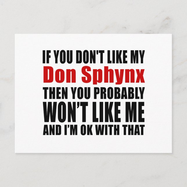 Don Sphynx Cats Designs Postcard (Front)