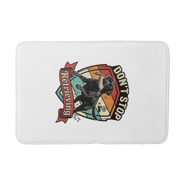 Don Stop Retrieving Black Labrador Dog Duck Retro  Bath Mat (Front)