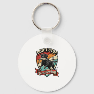 Don Stop Retrieving Black Labrador Dog Duck Retro Key Ring