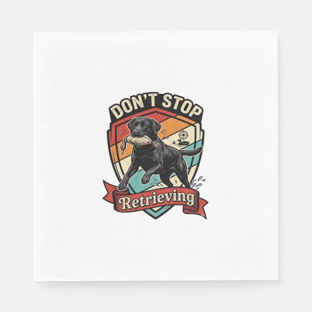 Don Stop Retrieving Black Labrador Dog Duck Retro  Napkin (Front)