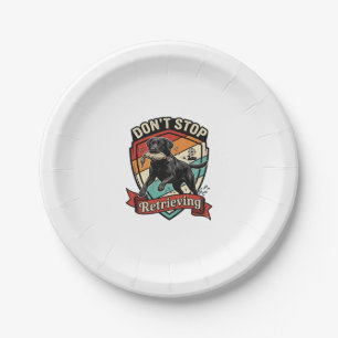 Don Stop Retrieving Black Labrador Dog Duck Retro  Paper Plate