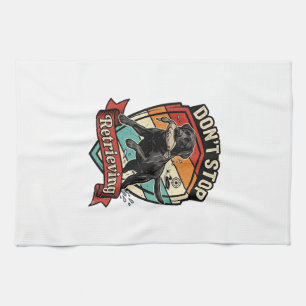 Don Stop Retrieving Black Labrador Dog Duck Retro Tea Towel