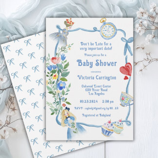 Don’t Be Late Alice in Wonderland Baby Shower Invitation