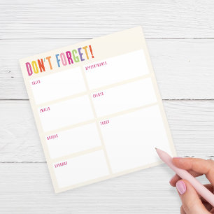 Don’t Forget! Colourful Text Reminder Notepad