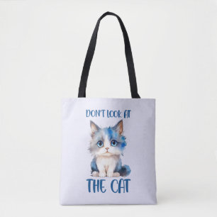 Don’t Look at the Cat – Adorable Bluish Kitten Tote Bag