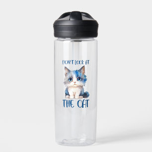 Don’t Look at the Cat – Adorable Bluish Kitten Water Bottle