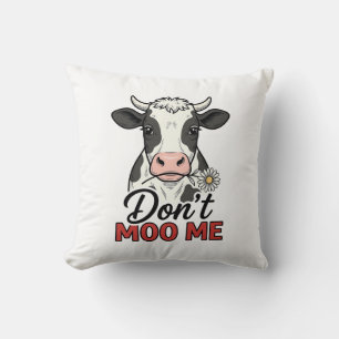 Don’t Moo Me Funny Cow Vintage Engraving Cushion