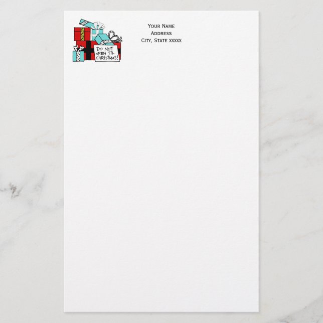 Don’t Open Til Christmas Presents Xmas Stationery (Front)